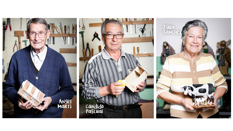 Fotogafia d'alguns dels creadors del Pessebre de la pl. de la Vila, 2017