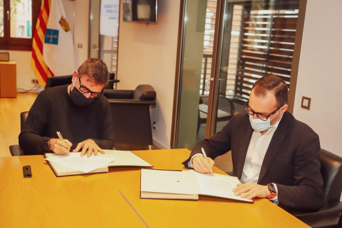 L'alcalde del Prat, Lluís Mijoler, i el primer tinent d'alcaldia, Juan Pedro Pérez.