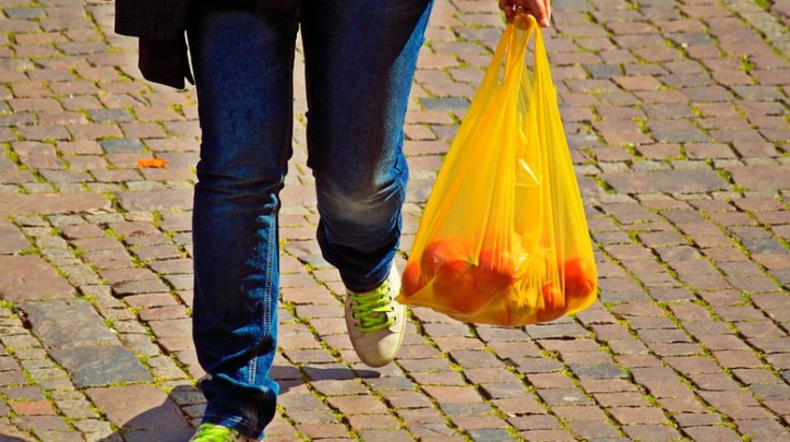 Bossa de plàstic amb compra. Bossa de plàstic amb compra.