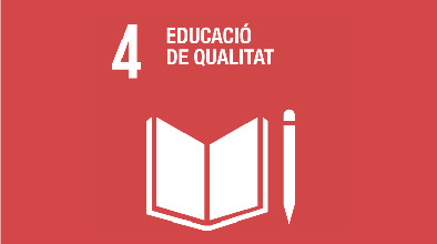 Imatge gràfica de l'ODS 4. Educació de Qualitat
