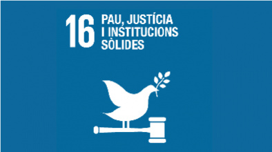 Imatge gràfica de l'ODS 16. Pau, Justícia i Institucions