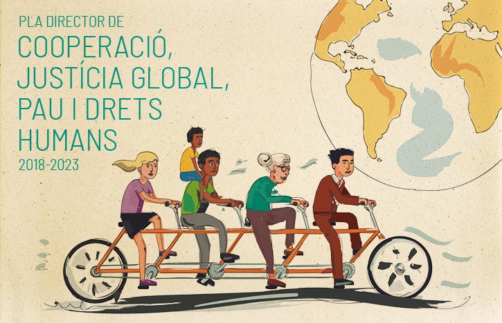 Imatge gràfica del Pla director de Cooperació, Justícia Global, Pau i Drets Humans, 2018